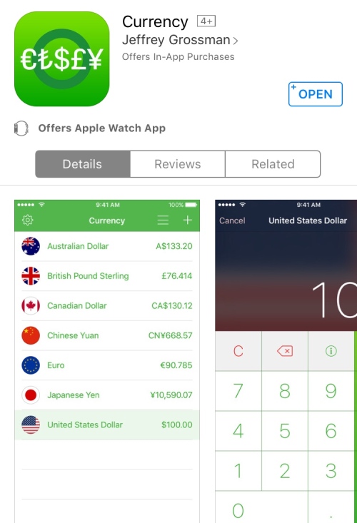 Currency app screenshot Katie Shea Design