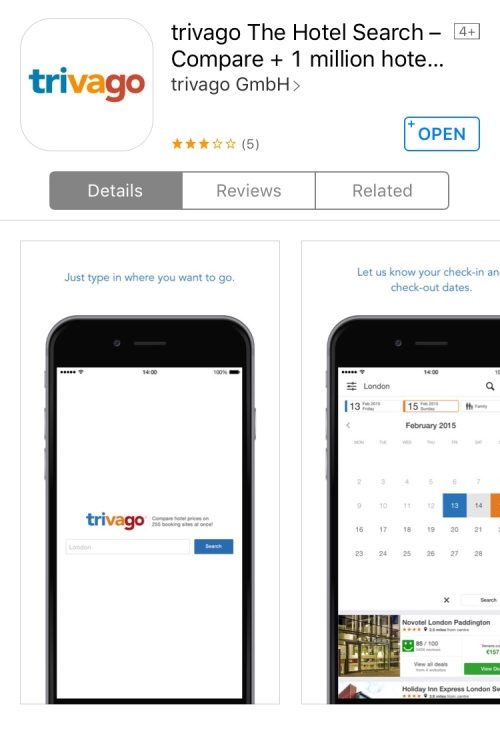 Trivago app screenshot katie shea design